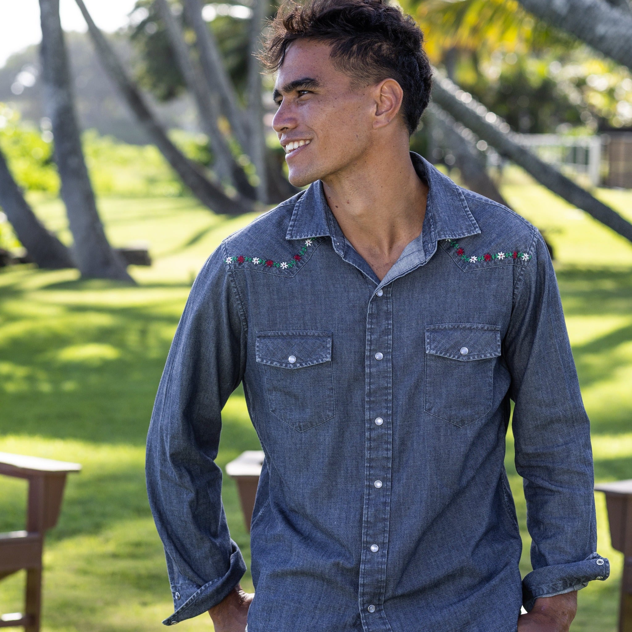 Embroidered Ohia Snap Shirt – Western Aloha