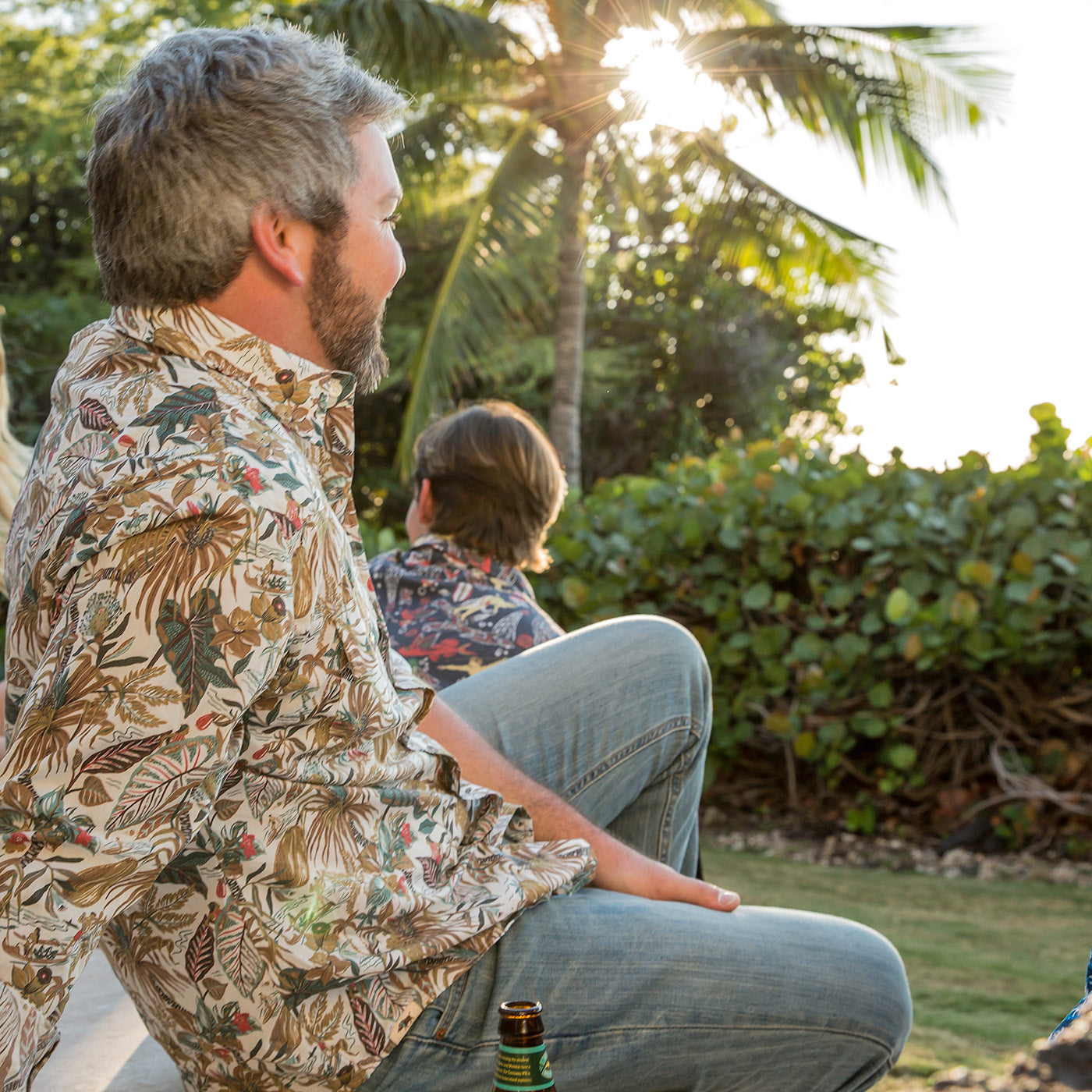 Tin Haul Men's Hawaiian Floral Long Sleeve Western Snap Shirt