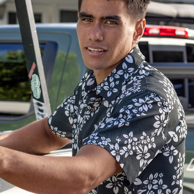 Hawaiian Sandalwood Aloha Shirt Charcoal