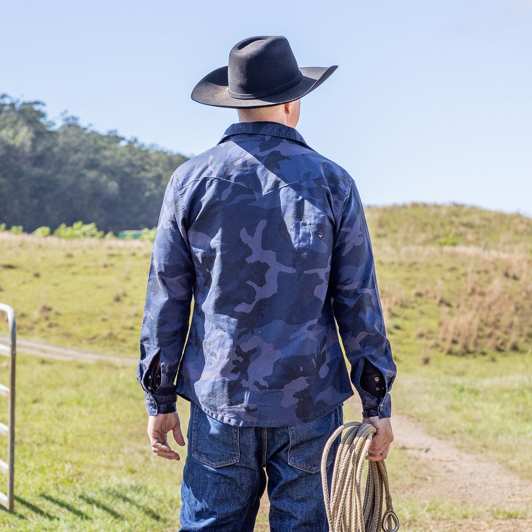 Waimea Overshirt Blue Camo Western Aloha Waimea Overshirt Blue Camo Western Aloha