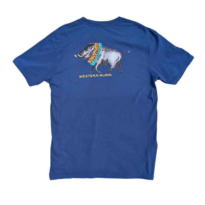 Double Lei Boar Pocket Tee - Blue
