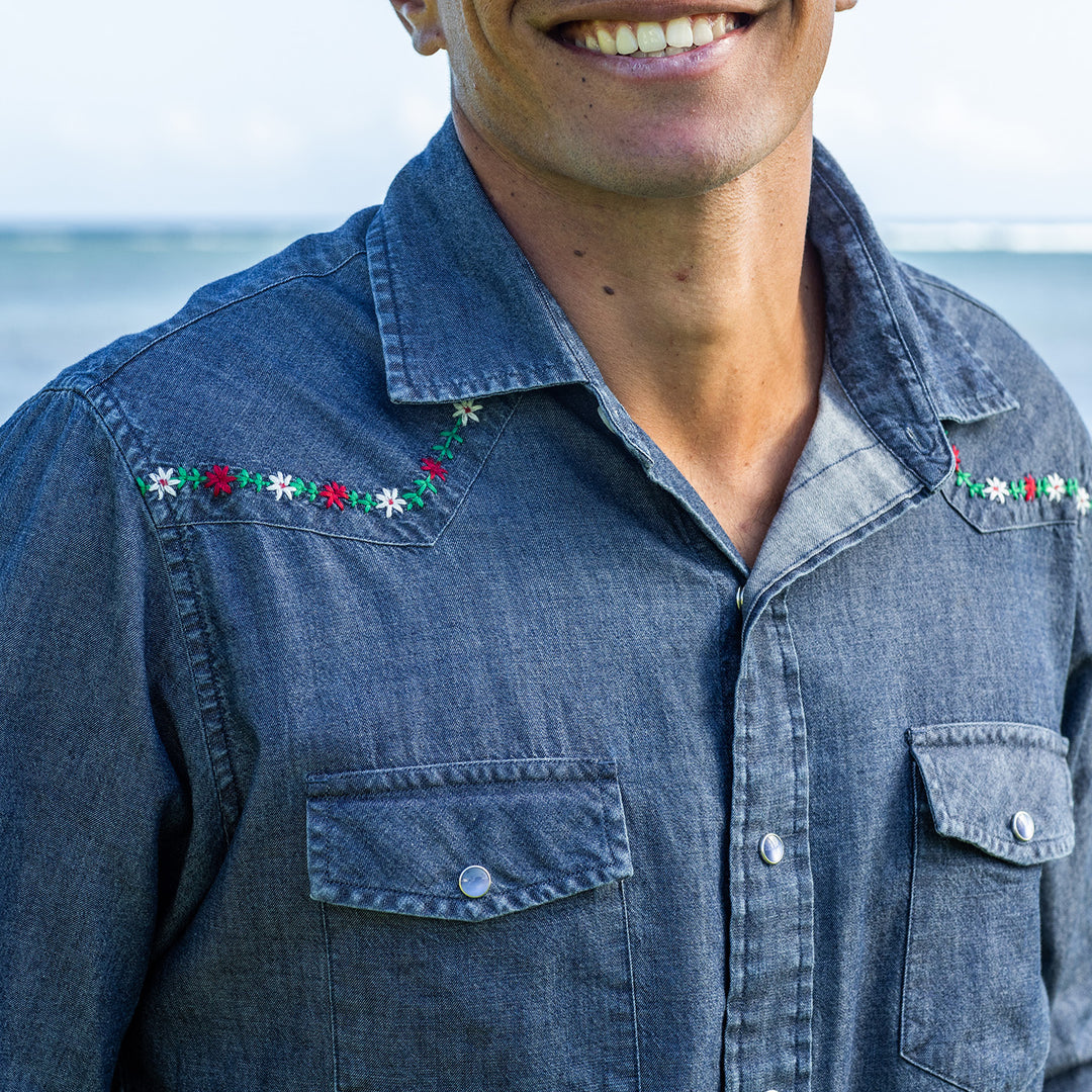 Embroidered Ohia Snap Shirt – Western Aloha