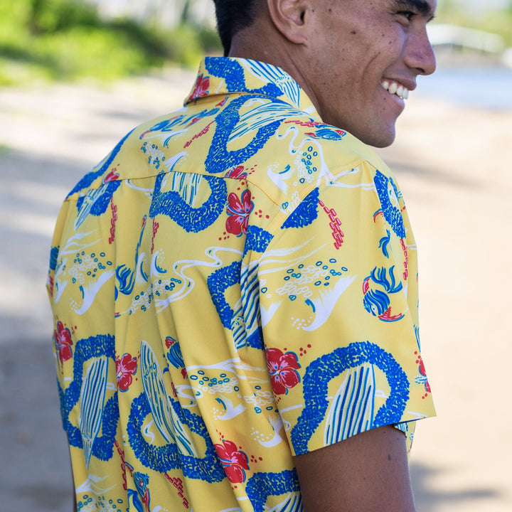 Surfboard Yellow Camp Shirt