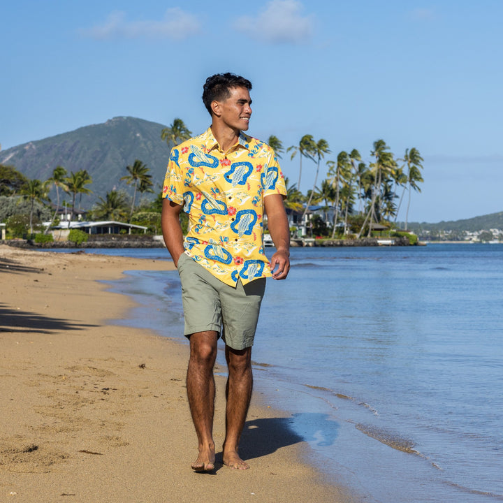 Surfboard Yellow Camp Shirt