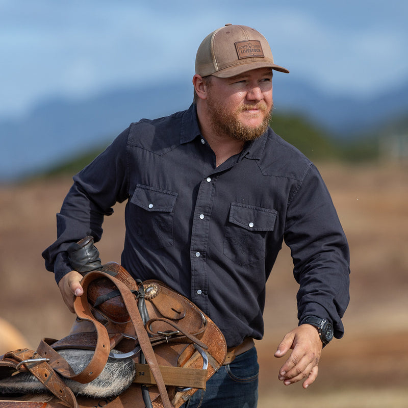 Walking Boar Embroidered Western Shirt