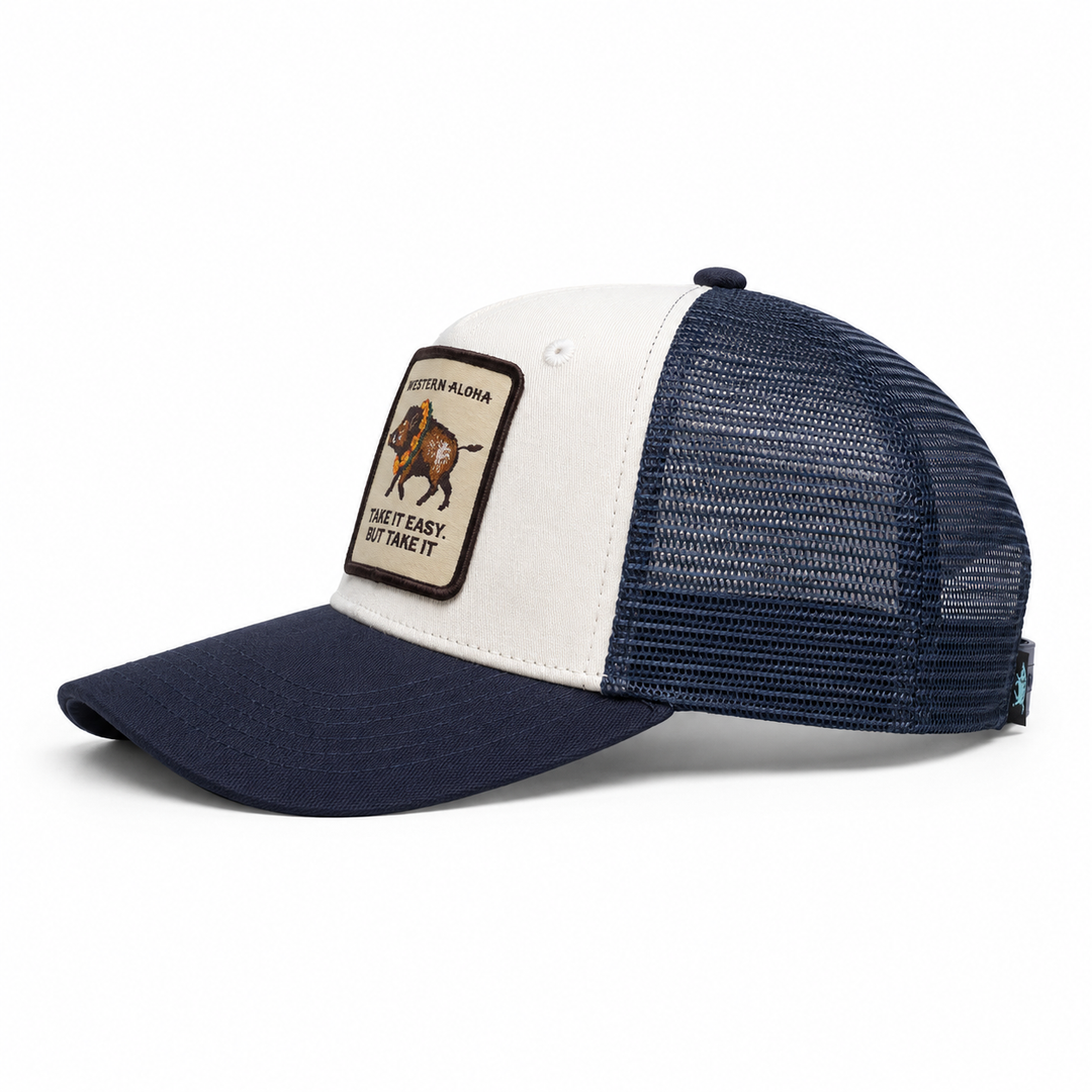 Double Lei Boar Local Snapback Navy/White