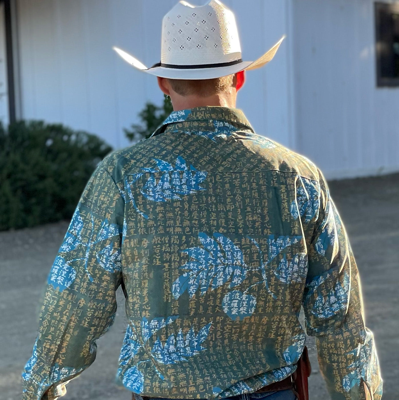 Heart Sutra With Ulu by Mayumi Oda Men's Long Sleeve Snap Shirt
