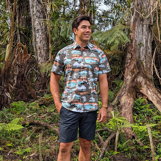 Hawaiian Paniolo Navy Aloha Shirt main image 1