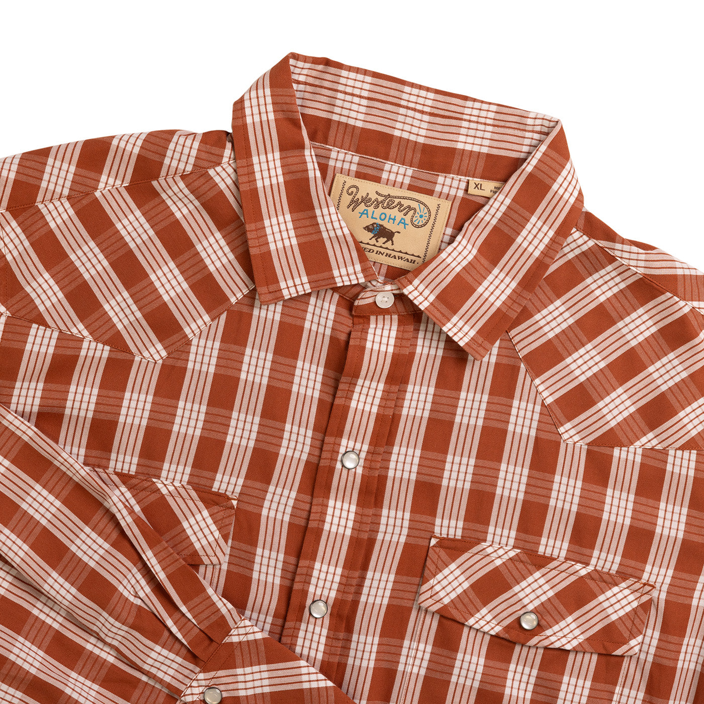 Red Palaka Lettering Kauai Red Palaka Western Snap Shirt – Western Aloha