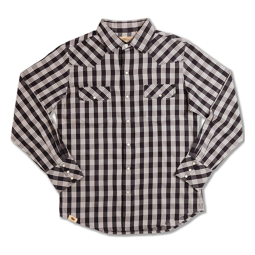 Black palaka men's long sleeve western snap shirt - Western Aloha