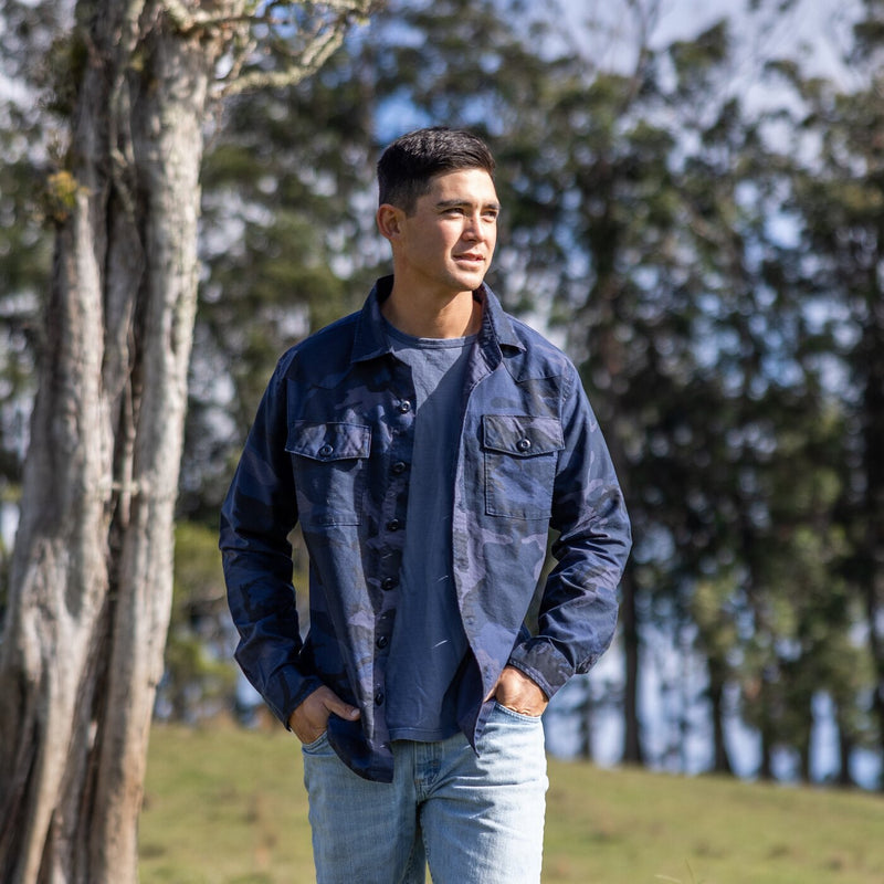 Men's Long Sleeve Waimea Heavyweight Overshirt (Blue Camo)