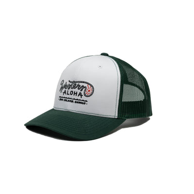 Embroidered Sunrise Snapback Hat - Green / White