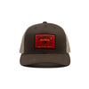 Surfing Boar Patch Snapback Hat - Brown / Khaki / Red