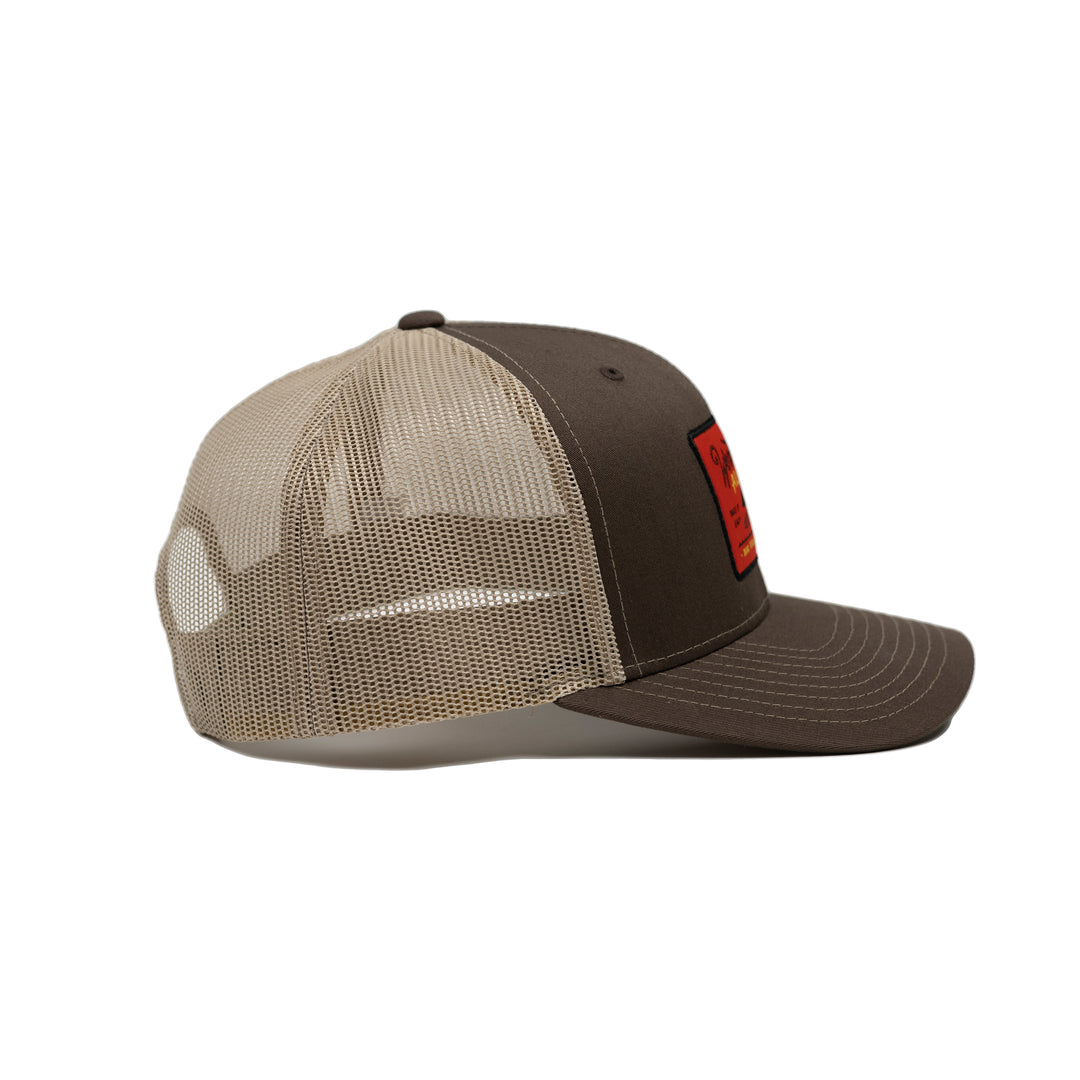 Surfing Boar Patch Brown Khaki Red Snapback