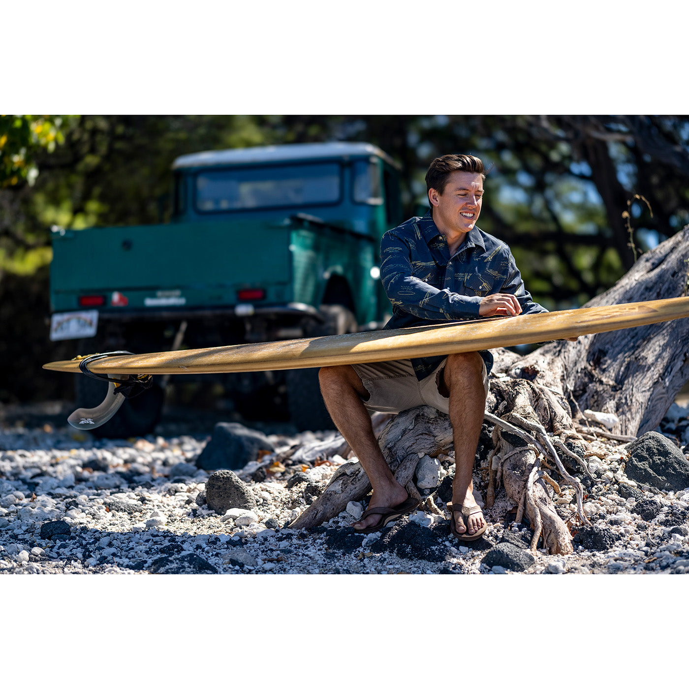 Template Navy Men's Long Sleeve Aloha Shirt