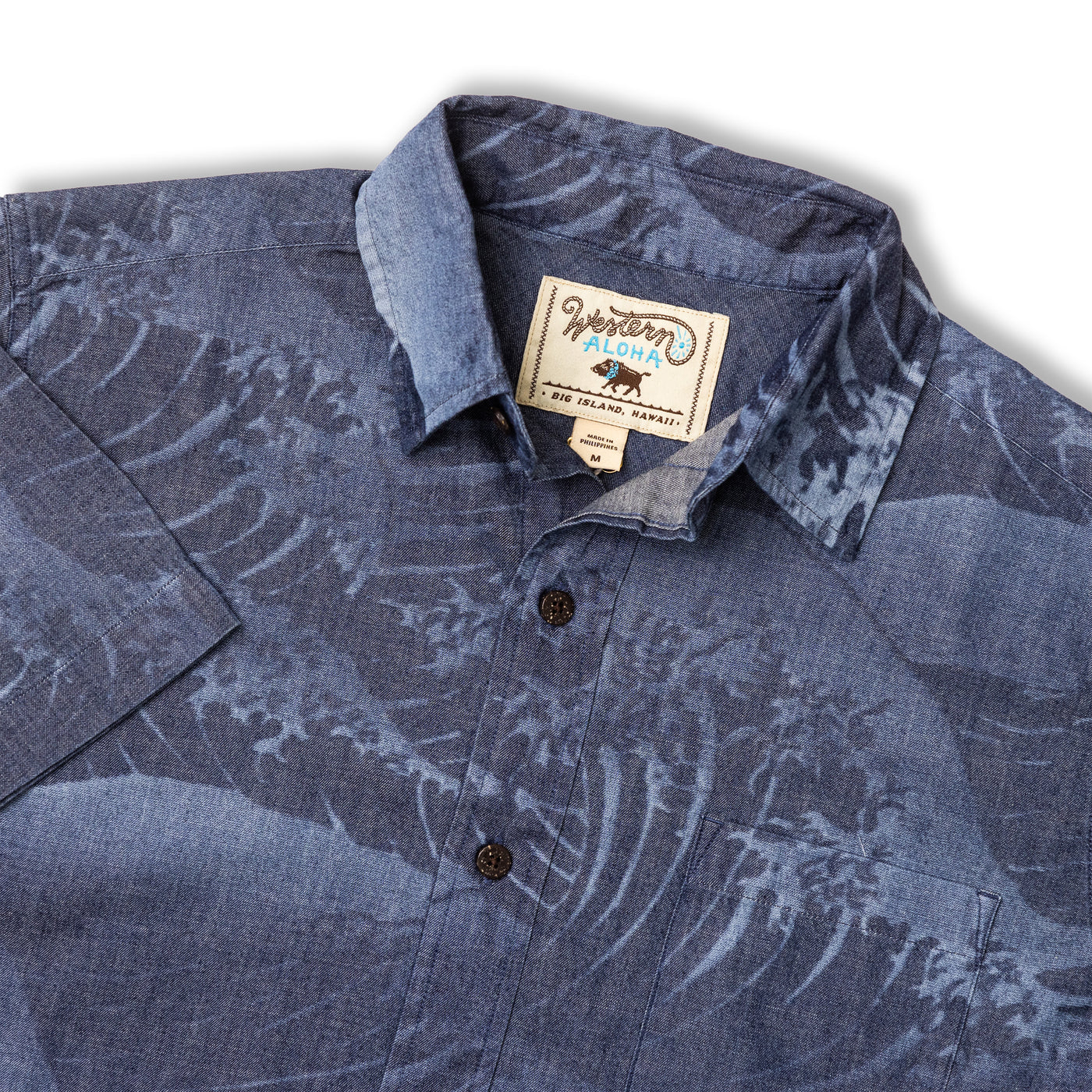 Indigo Denim Short Sleeve Aloha Shirt Alenuihaha