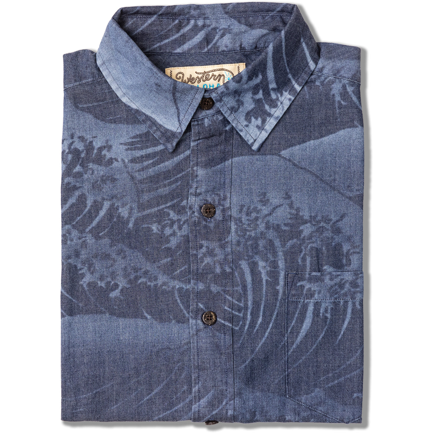 Indigo Denim Short Sleeve Aloha Shirt Alenuihaha