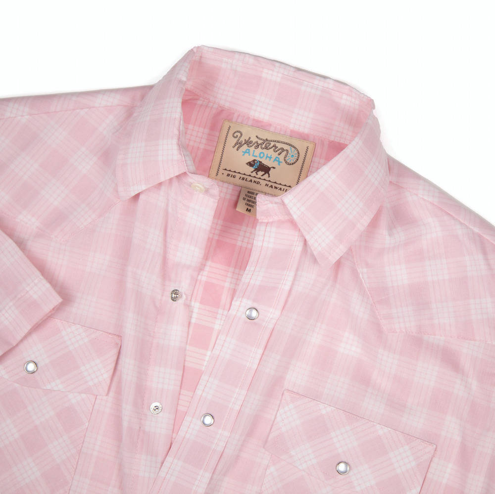 Pink Palaka - Men's Western Shirt With Pearl Snaps