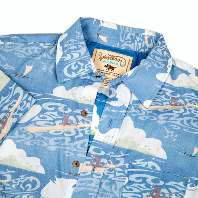 Men's Short Sleeve Aloha Shirt - Solo Paddler Design