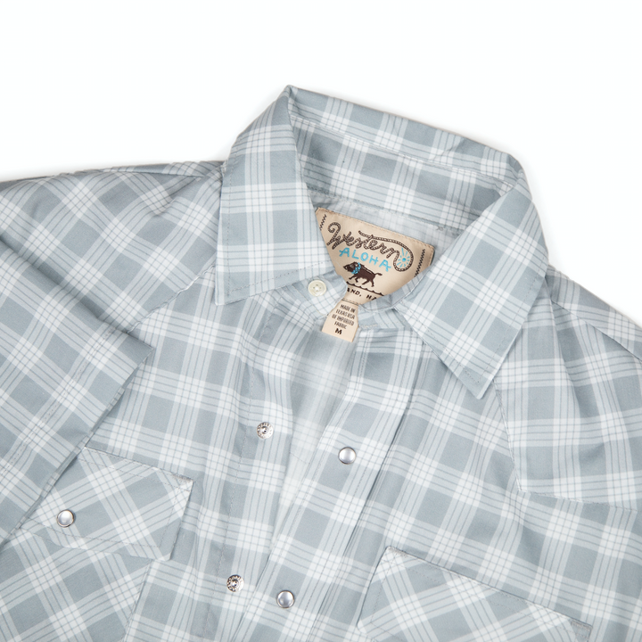 Men's Gray Palaka Shirt - Western Shirt With Pearl Snaps