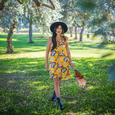 Surfboard Yellow Aloha Dress