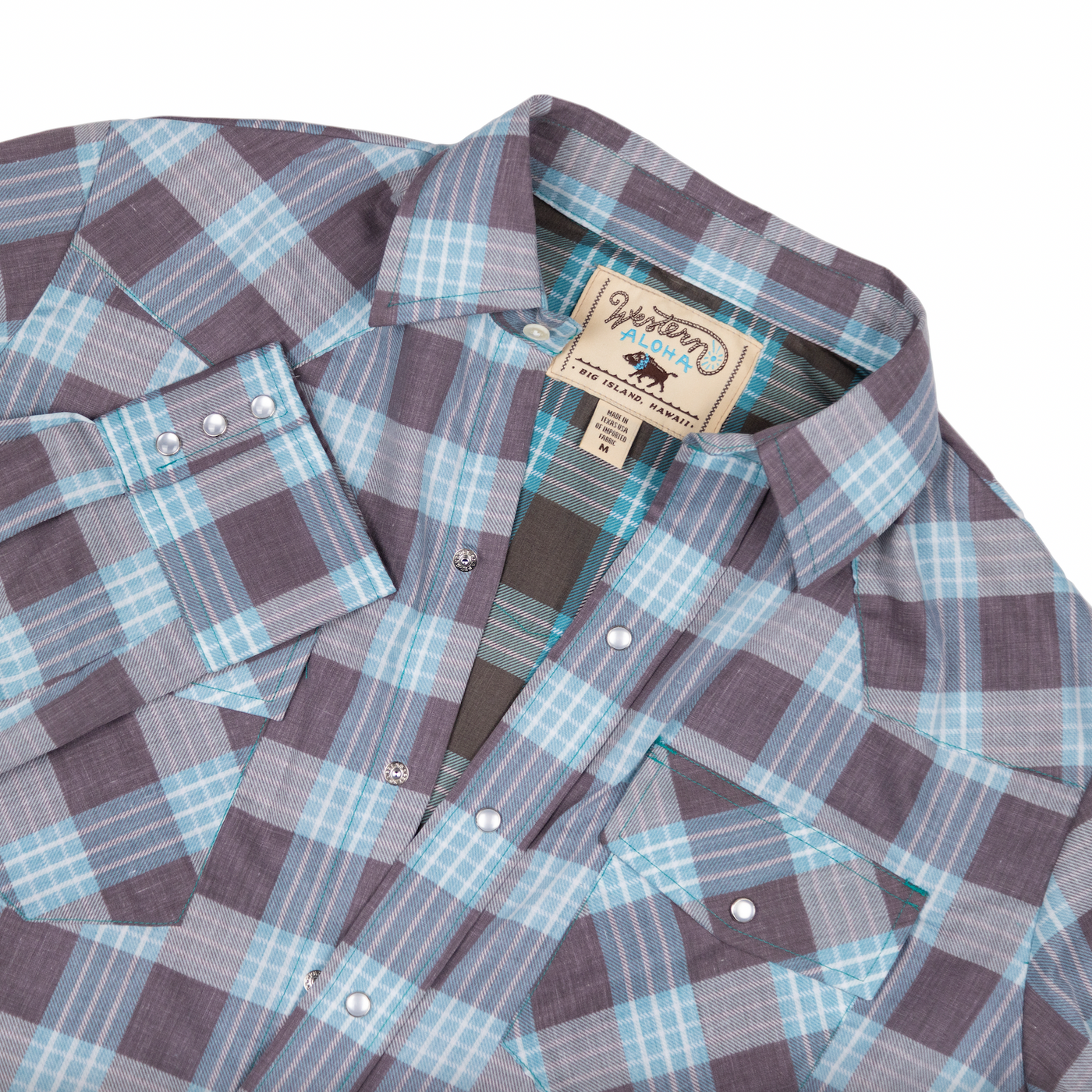 Men's Long Sleeve Brown Blue Palaka Nui Shirt