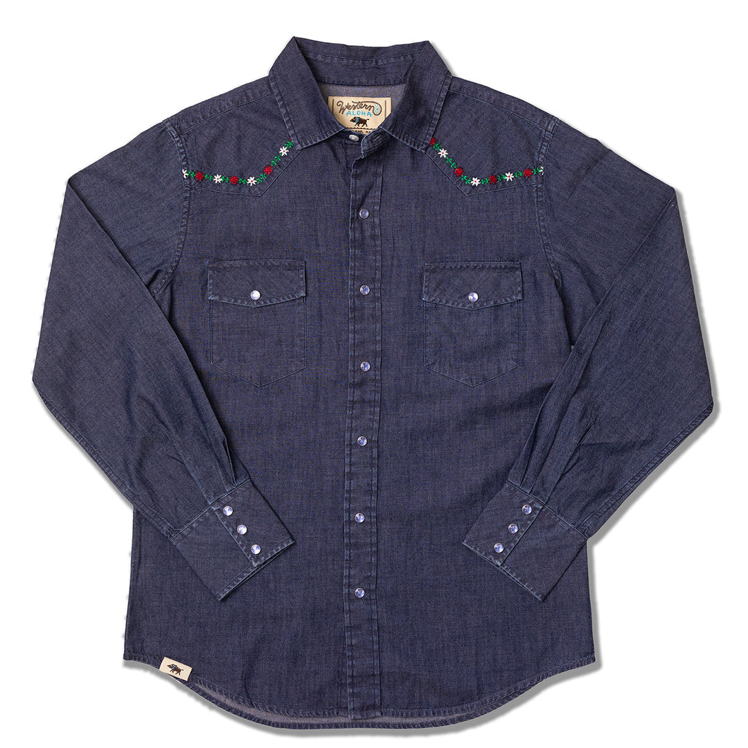 Embroidered Ohia Snap Shirt Western Aloha Embroidered Ohia Snap Shirt Western Aloha