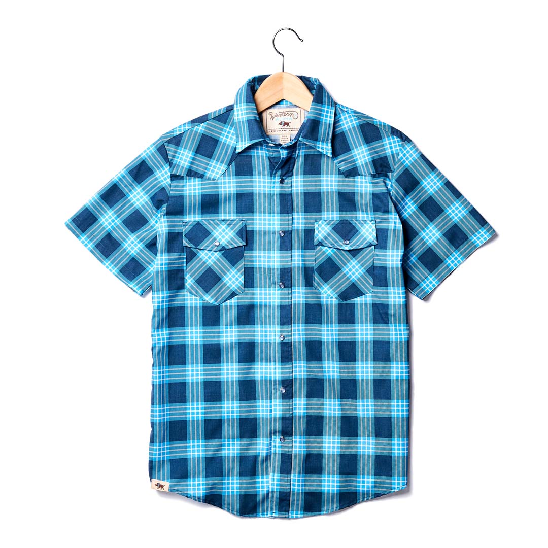 Men's Short Sleeve Channel Blue Palaka Nui Shirt
