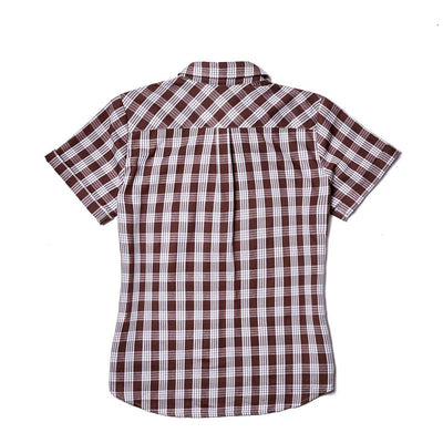 Women's Palaka Popover Short Sleeve Brown Shirt