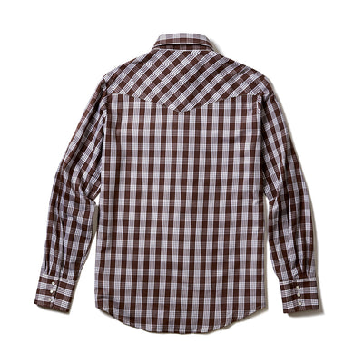 Men's Brown Long Sleeve Palaka Shirt