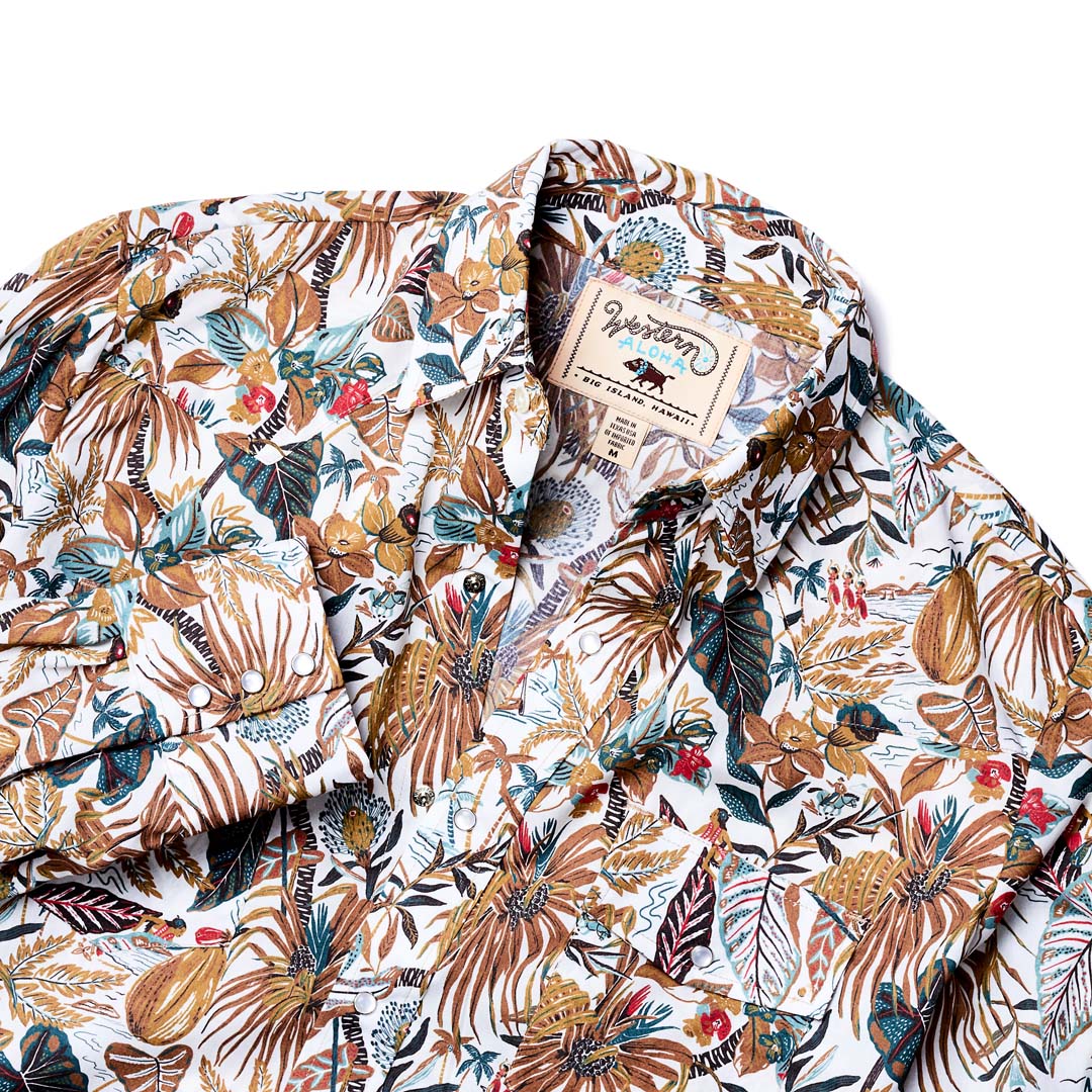 Men's Classic Short Sleeve Aloha Shirt - Ghost Floral Caramel
