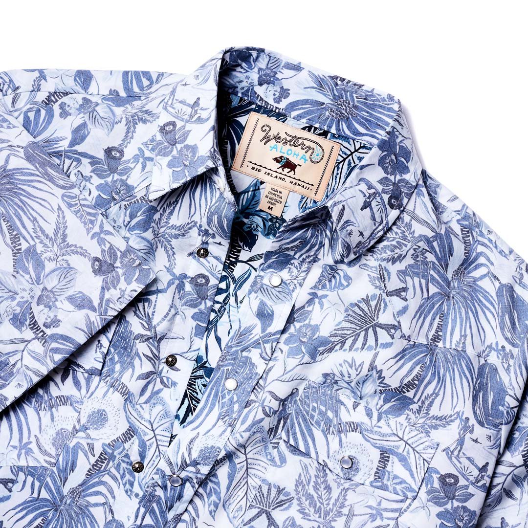 Men's Vintage Aloha Short Sleeve Shirt - Ghost Floral Blue