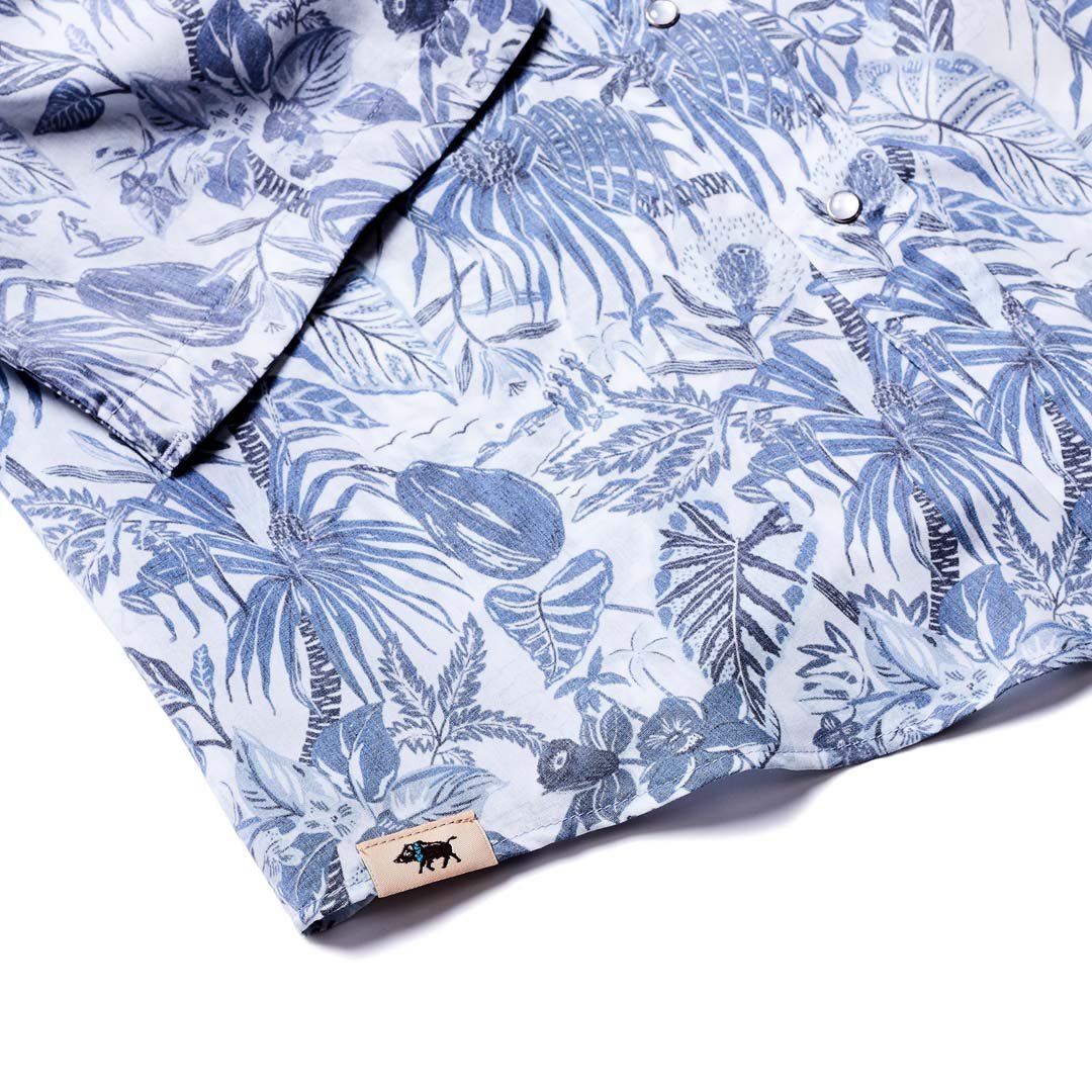 Ghost Floral Storm Blues Short Sleeve Men's Aloha Shirt